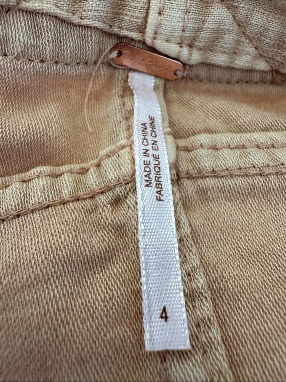 Free People Beige Button-Front Mini Skirt with Belt